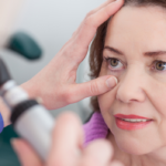 Woman getting an eye exam